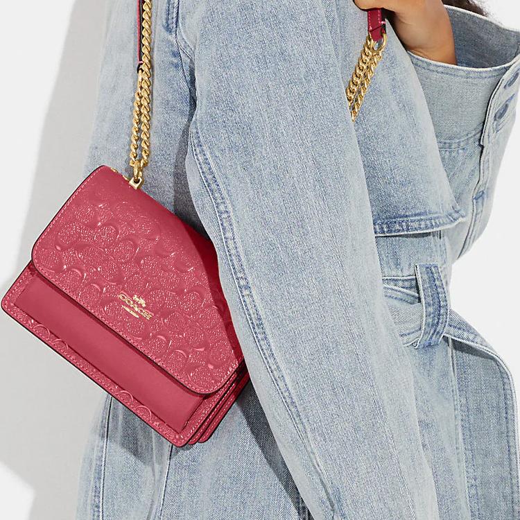 New COACH Klare Leather Messenger Bag Shoulder Bag Crossbody Bag Small Size Women's Pink CH593-IMT9Z