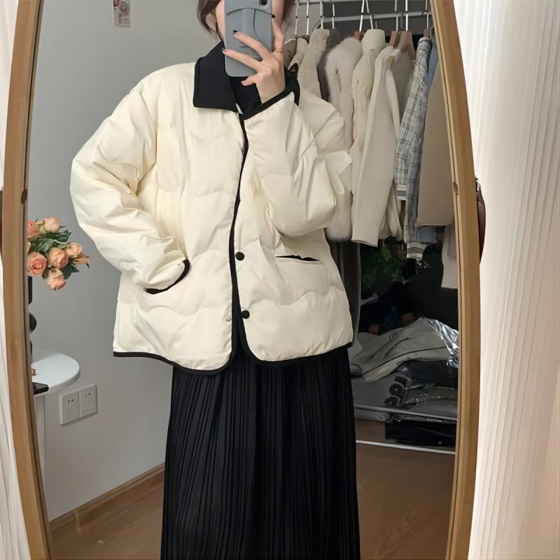 Winter corduroy lapel padded jacket women's short padded jacket down padded jacket loose small padded jacket