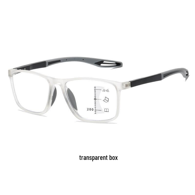 New TR90 Multifocal Progressive Sports-Style HD Reading Glasses, Anti-Blue Light, Suitable for Near and Distance Viewing