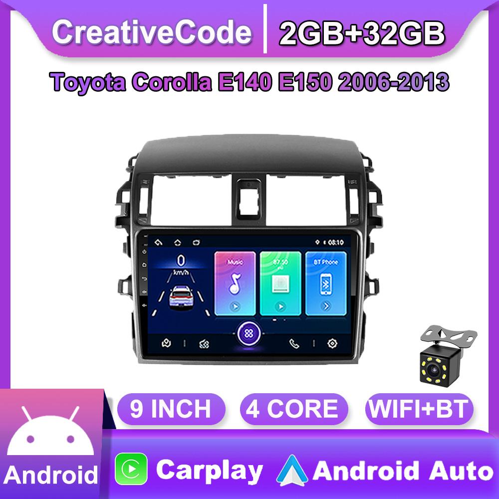 

9-дюймовый Android Carplay для Toyota Corolla E140/150 2006-2013, автомобильный радиоприемник, мультимедийный видеоплеер, GPS-навигация, WIFI, 2 + 32 ГБ