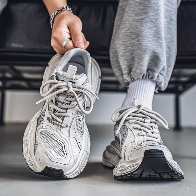 Hong Kong Style New Autumn Mesh Breathable Casual Sports Shoes Heightened Platform Dad Trendy Shoes