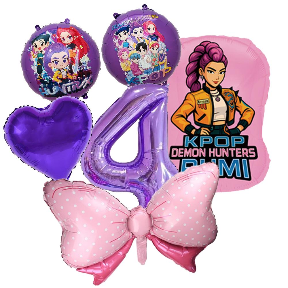 K-pop Demon Hunters Balloons Birthday Party Decoration Number 1-10 Baloon Set Kids Girls Korean Group Globals MIRA RUMI ZOEY Round Sensory Compression