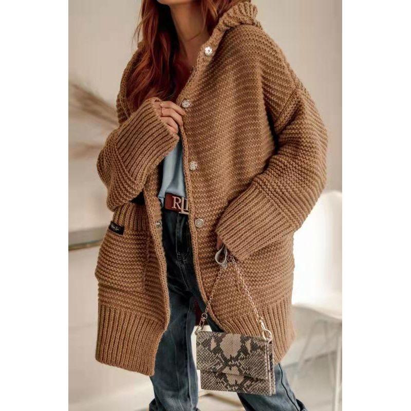 

and Winter New Arrival Fashionable Knitted Cardigan Outwear Female Mid Length Long Length Trendy Loose-Fitting Outerwear Sweater Trendy Good Quality White One size