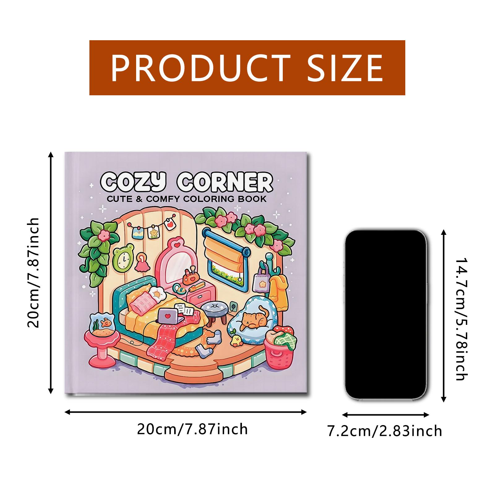 Coloring Book COZY CORNER CUTE & COMFY for Adults And Teens Featuring Educational Doodles Book For Relaxation Small Gift