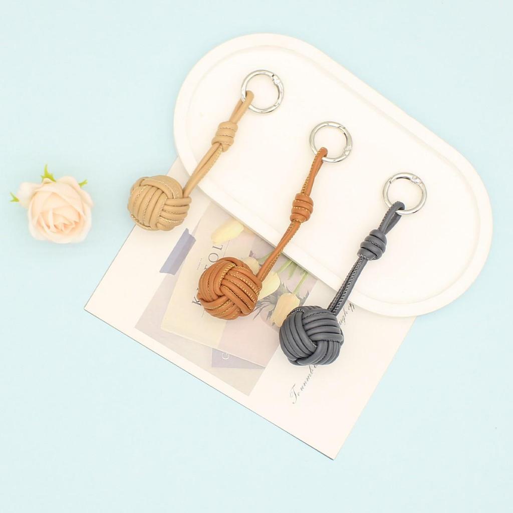 Korean Style PU Leather Hand-woven Ball Bag Pendant & Phone Charm - Autumn/Winter Collection