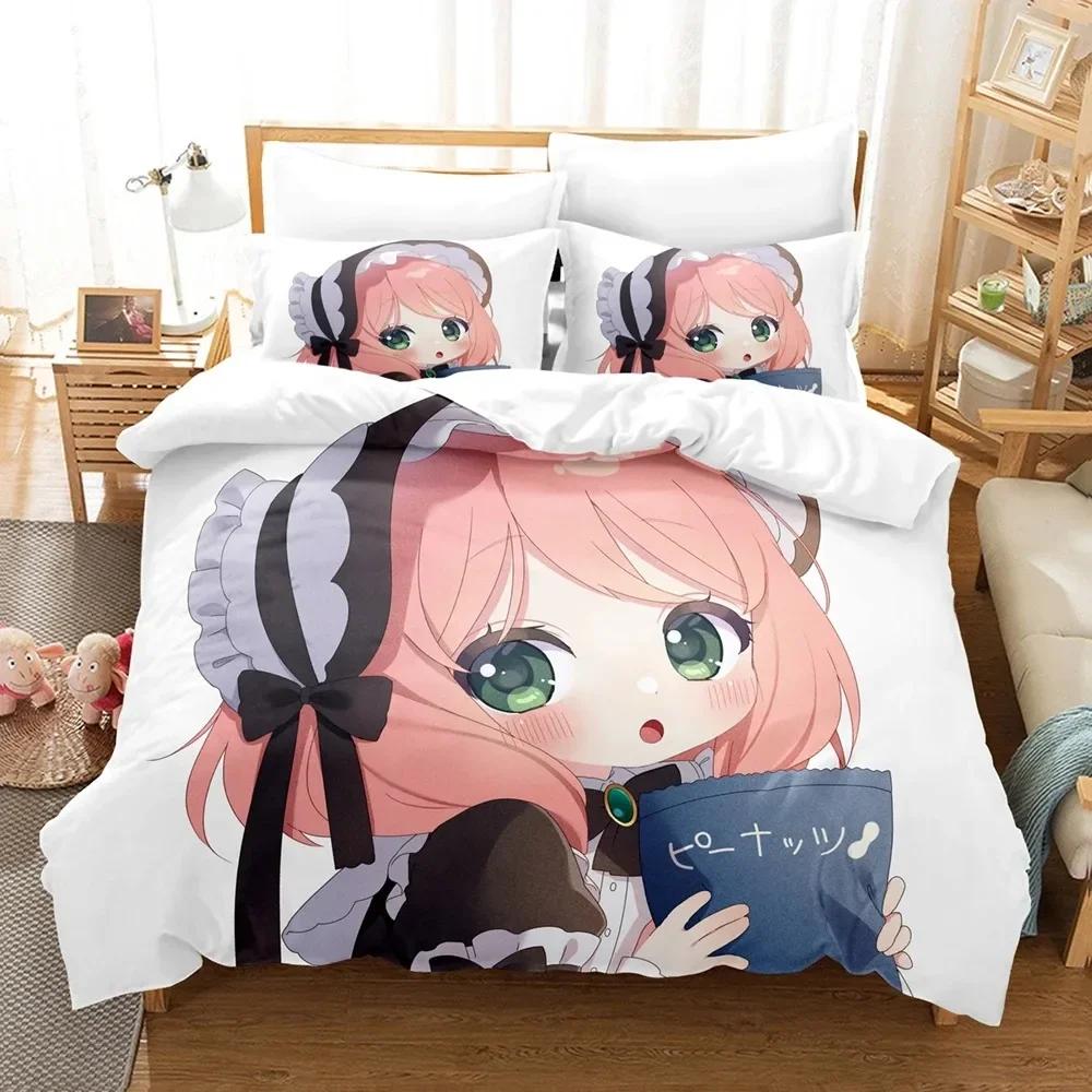 SPY×FAMILY Bedding Set Anime Anya Forger Quilt Cover Single Double Size With Pillowcase Boys Girls Bedspread
