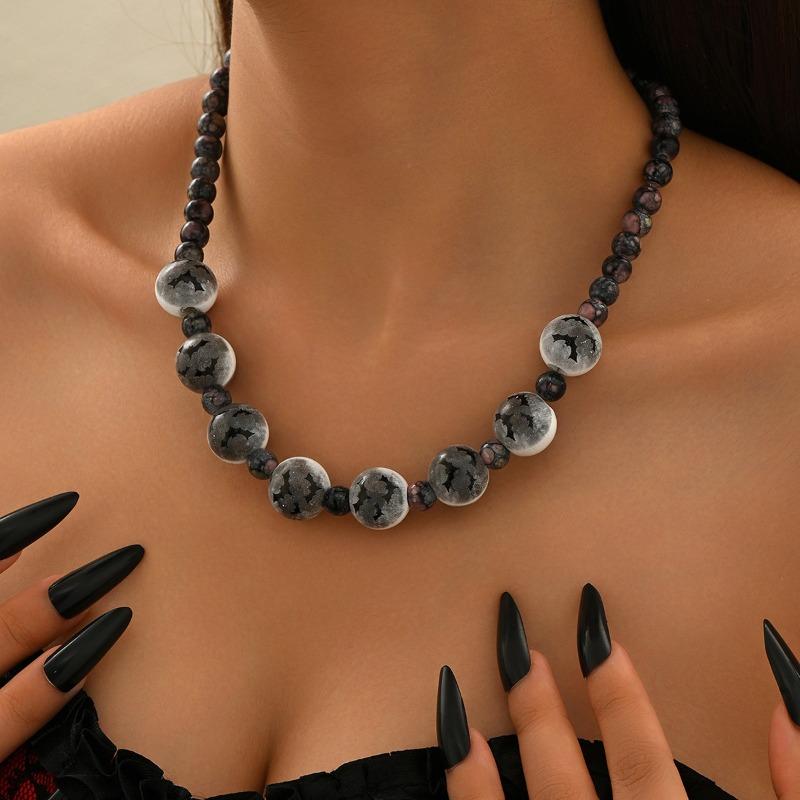 Halloween Necklace Bracelet Exaggerated Niche Dark Wind Trend Bat Pumpkin Eye Beaded Bracelet