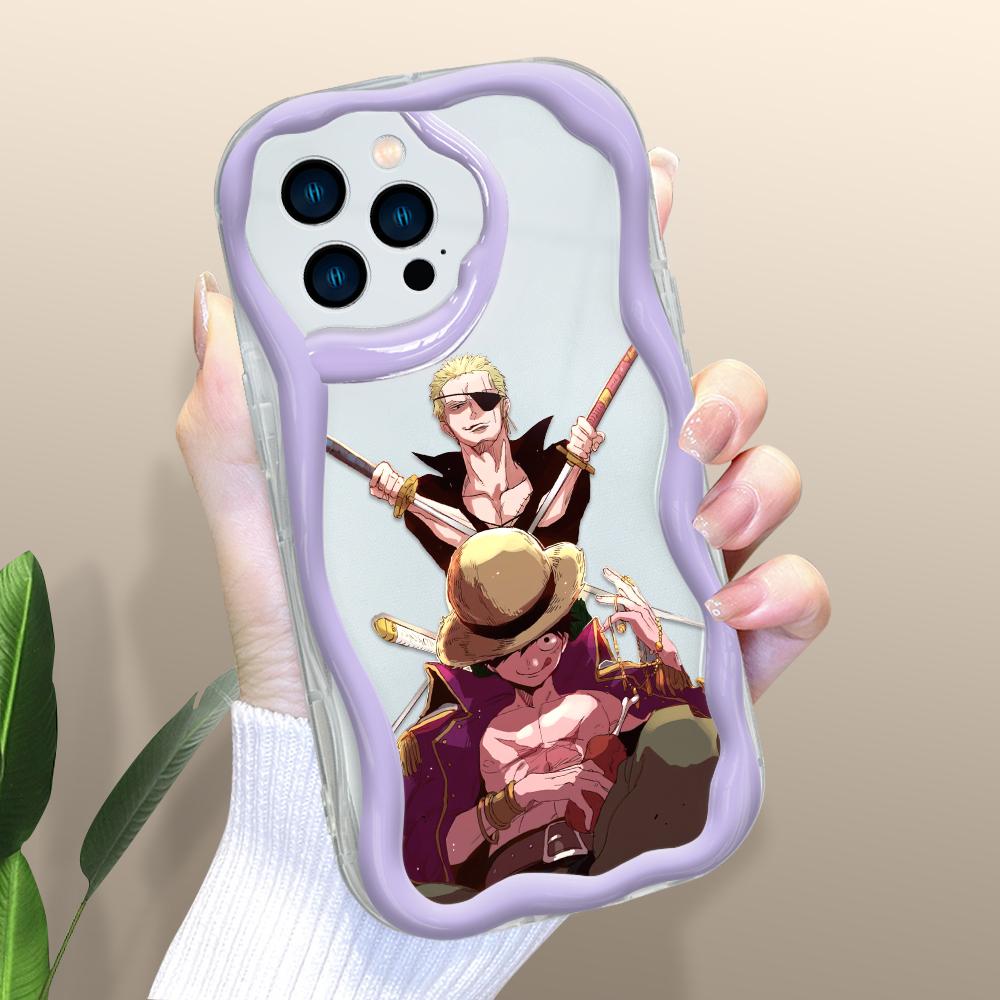 Kreslený vzor krémová textura pouzdro vlnitý okraj měkký silikonový kryt pouzdro na telefon pro iPhone Samsung Huawei Honor Xiaomi Redmi OPPO Realme Vivo Infinix