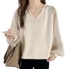 KumiModa Chiffon Long Sleeve Sheer Chiffon Party Women's Blouse, Top, V-Neck, Top, Business, Professional, Unique, Elegant, Casual, Outings, Stylish,