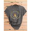 Wren standing in a circular branch pattern print, fashionable and elegant women's spring, summer, autumn casual sports style top, soft and