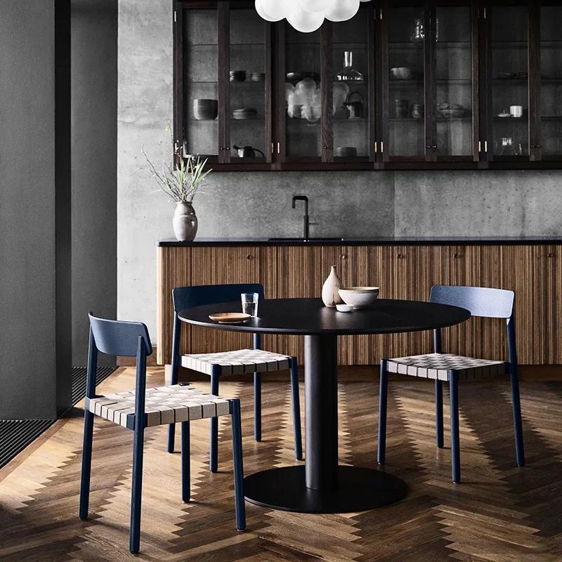 Modern Designer Linen Ribbon Wood Chair Dining Northern Europe Simple Home Dining Restaurant Chair