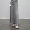 Elegant Gray Pleated High-Waist Maxi Skirt - A-line Spring Design