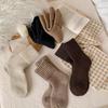 Unisex Thick Crew Socks Solid Color Warm Winter Socks Ribbed Stretchy Casual Socks for Women Leggings And Low Cut Boots