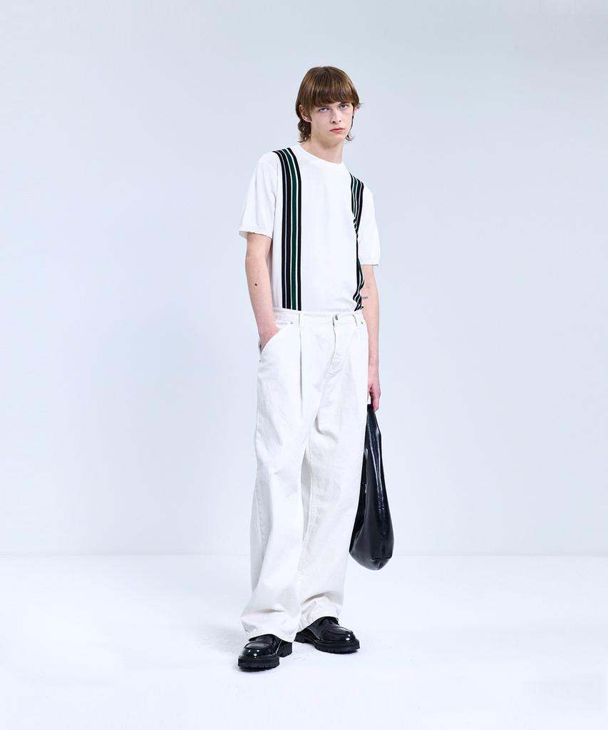 IRONYPORNO WHITELINE 86-Iroj049 Shoulder Front Stripe Round Knit 3 Colors