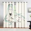 2Pcs Hatsune Miku Japanese Ink Wash Blackout Curtains Zen Style Anime Window Drapes Fans Room Japanese Aesthetic Room Decor Gift