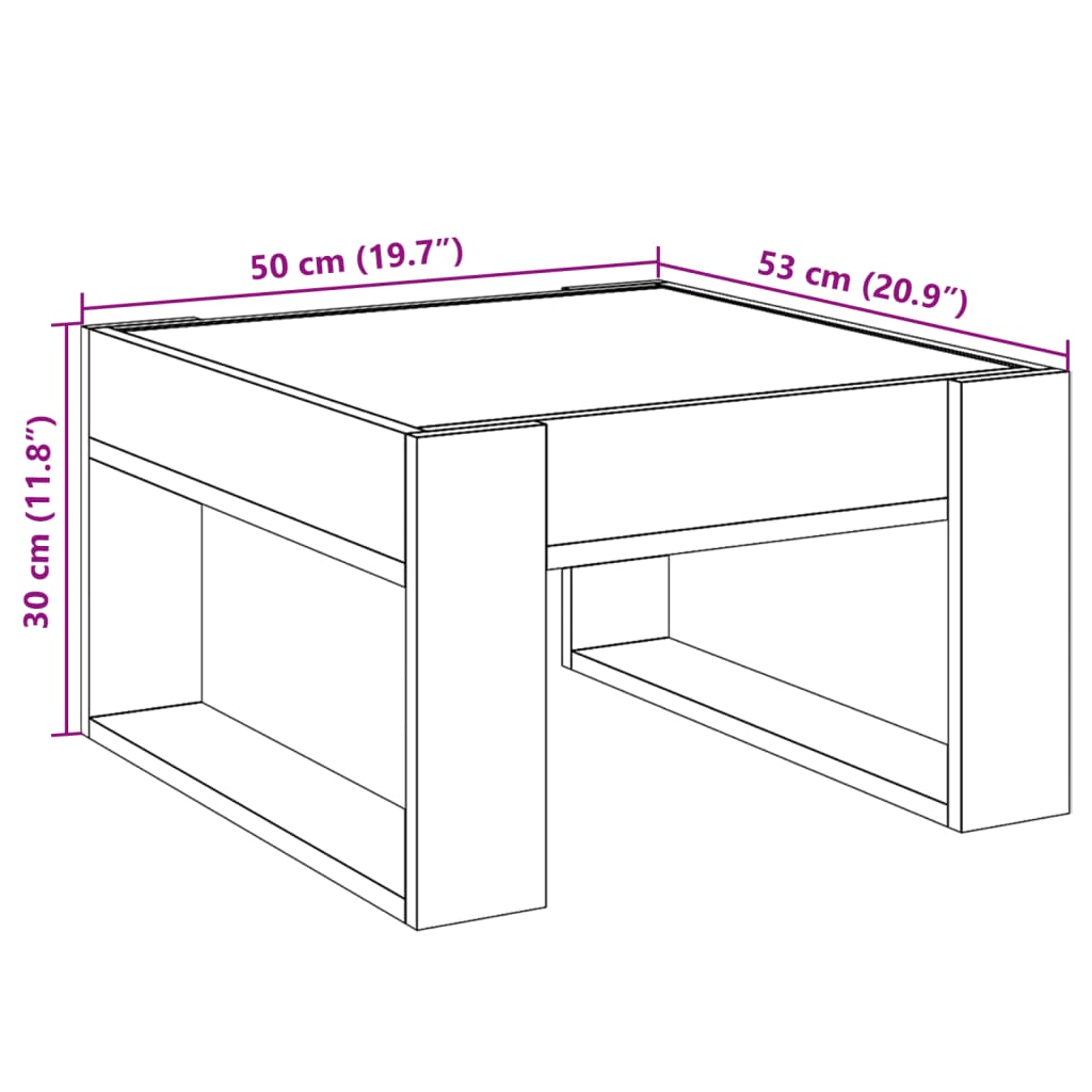 Infinity LED Coffee Table in Sonoma Oak 50 x 53 x 30 cm