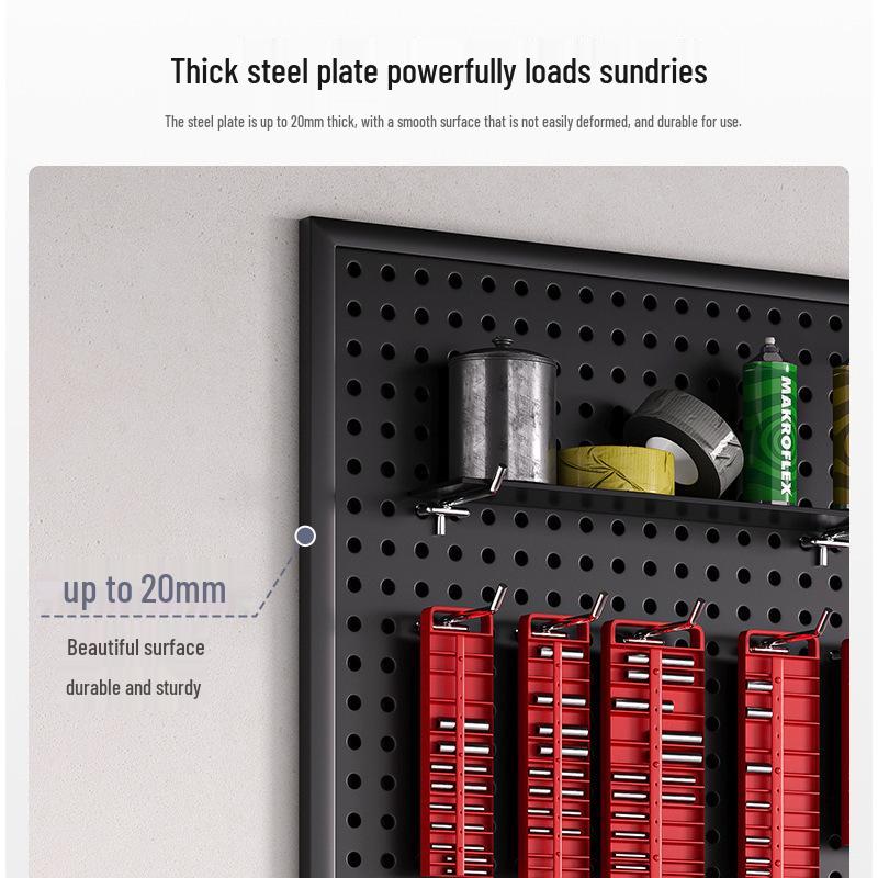 Wall-Mounted Stainless Steel Pegboard Organizer Shelf