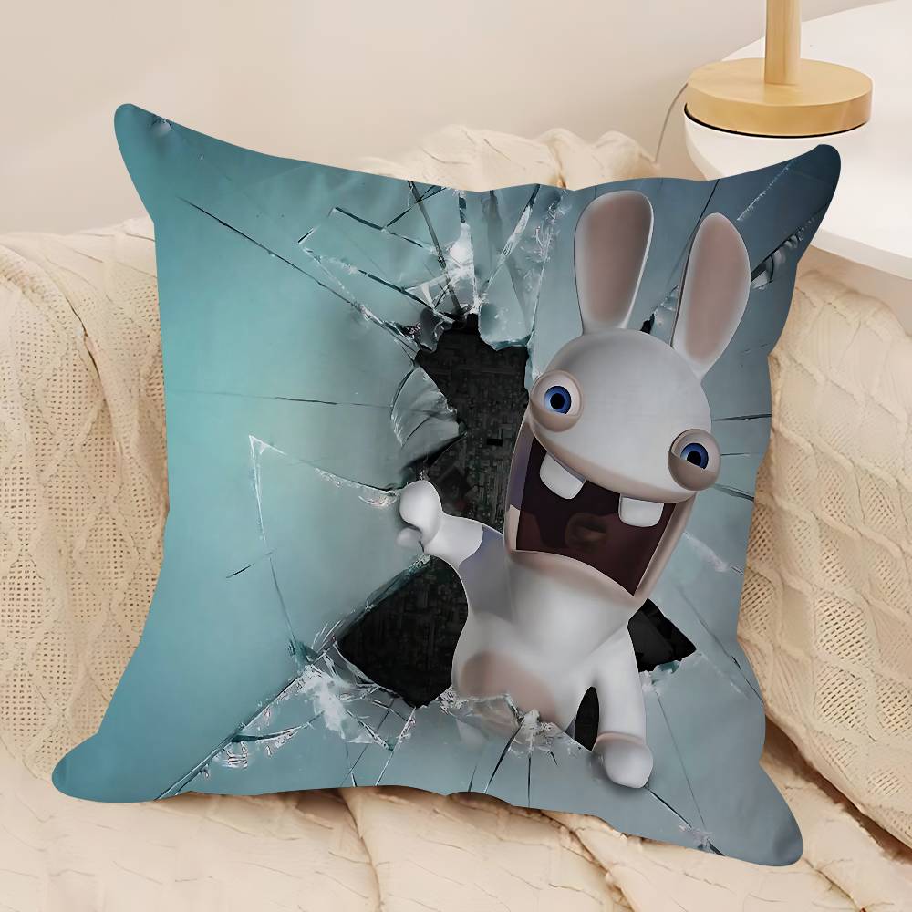 CUTE Cartoon I-Invasion Rabbids Pillow Case Removable Washable Cushion Cover – All-Season Soft Linen