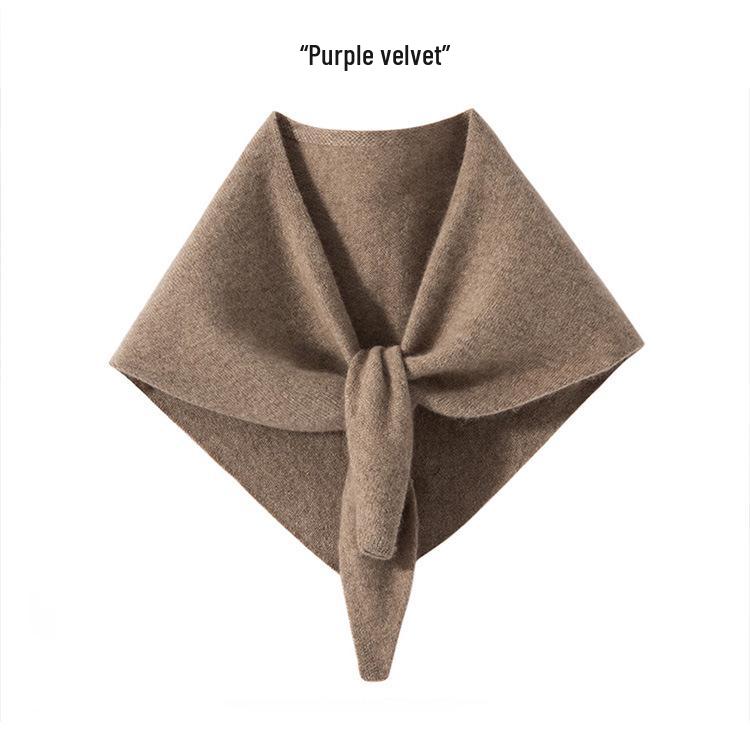 100% Pure Cashmere Women's Knit Triangle Scarf - Neck Warmer & Protector for Autumn/Winter
