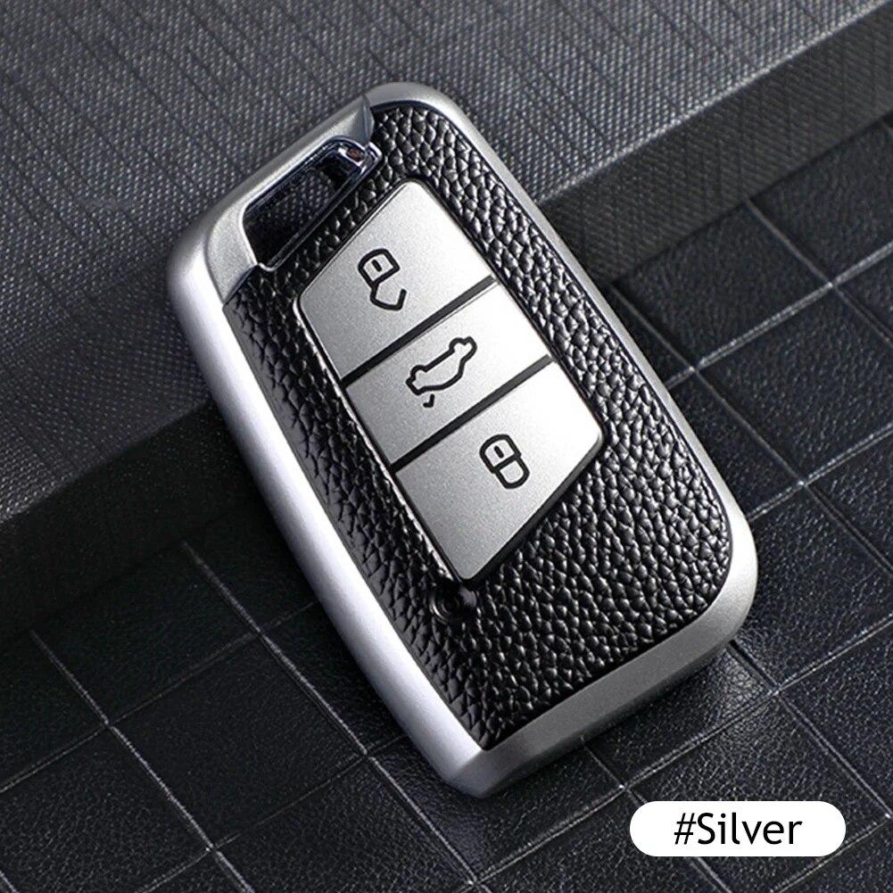 Leather Car Key Case Keys Full Cover Protection Shell Bag for VW Volkswagen Polo Tiguan Passat Golf Jetta Lavida Skoda Octavia