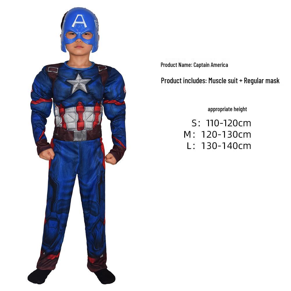 

Дитячий м язовий комбінезон Капітана Америки на Хелловін, костюм для косплею Large