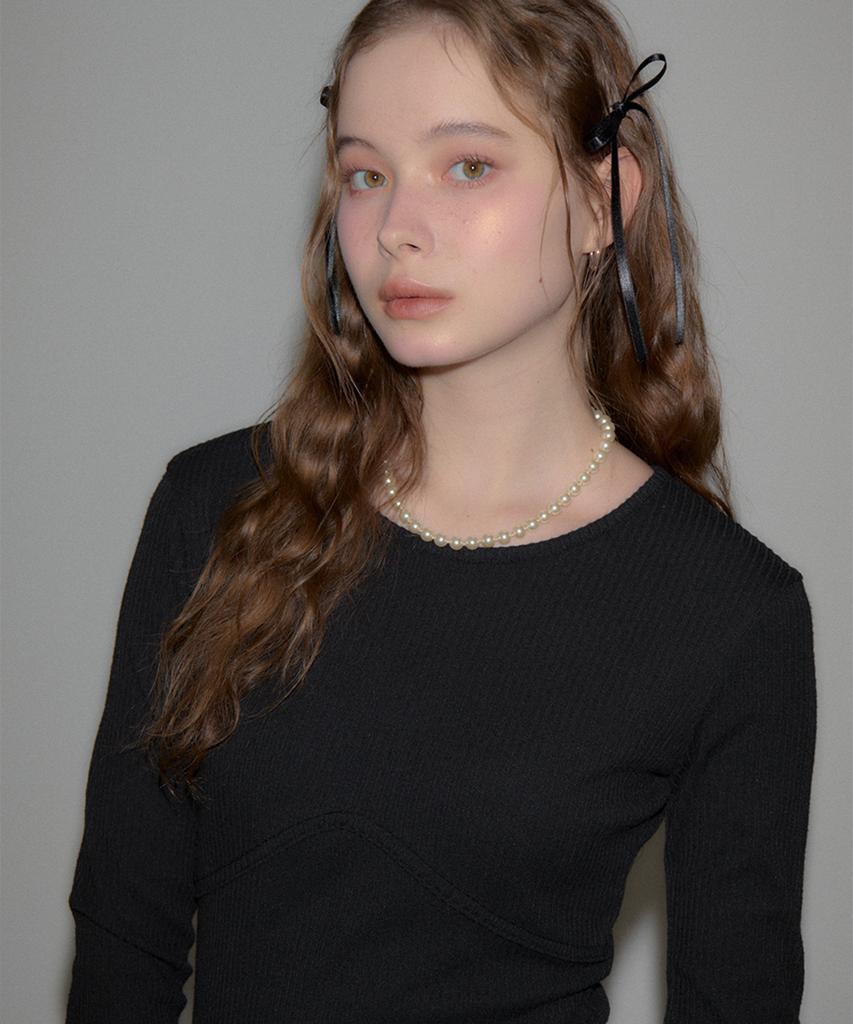 SALON DE YOHN Line Point Basic Jersey Dress_ Black