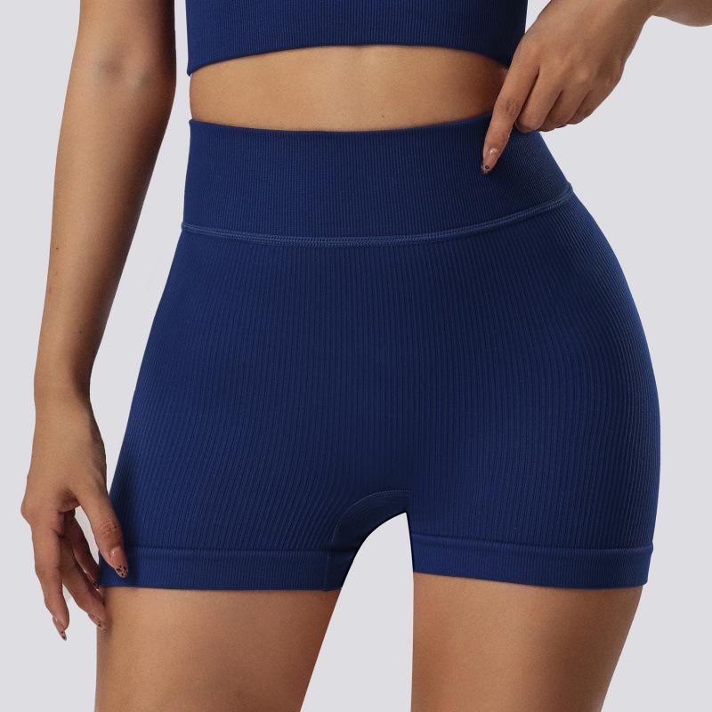 

RYGZ Seamless High-Waist Butt-Lifting Yoga Shorts S темно-синього кольору