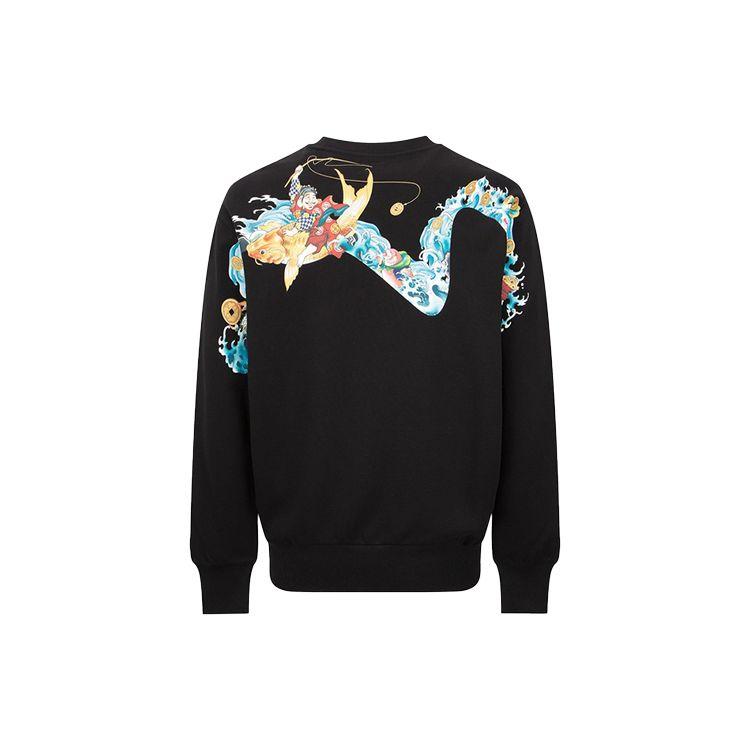 Evisu Big M Cartoon Print Pullover Round Neck Sweatshirt Men sweatshirt Black 2EAHTM2SW327RXCT