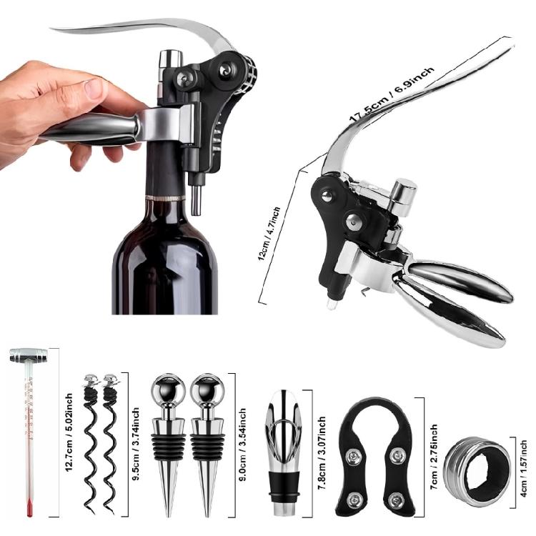 Zincs Alloys Bottle Opener and Vacuum Stoppers Wine Pourer Wine Opener Tool Set Corkscrew Wine Opener with Wood Case