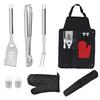 8PCS Barbecue Tools Set Stainless Steel with Storage Bag Apron Grilling Accessories for Outdoor Indoor Party Camping