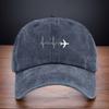 A Baseball Cap with a Printed Simple Line Drawing of an Airplane At the End Suitable for Outdoor Activities Vacations Relaxat