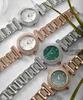Gaigeo Ge1244Rg_Malachite Women'S Diamond Metal Watch (+2 Types Of Leather Bands)