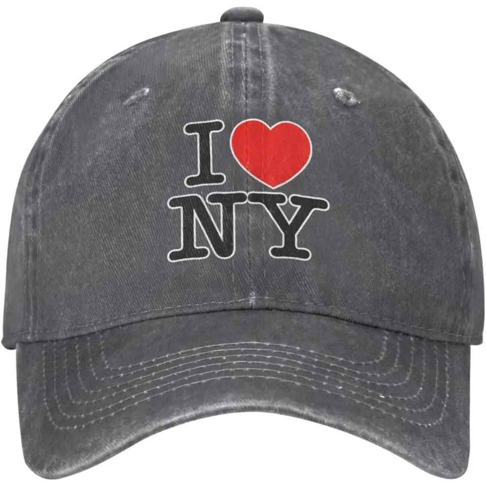 I Love New York Denim Baseball Cap Cotton Washed Adjustable Unisex Cool Dad Hat Sports Outdoor Cowboy Hat One Size