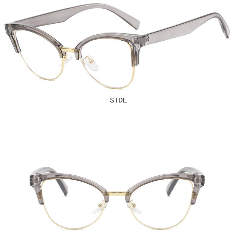 Women's Glasses Anti-Blue Light Fashion Personality Retro Semi-Rimless Plain Glasses Male Student Business Commute Glasses