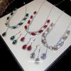 Elegant Vintage Rhinestone Water Drop Necklace & Earring Set for Women