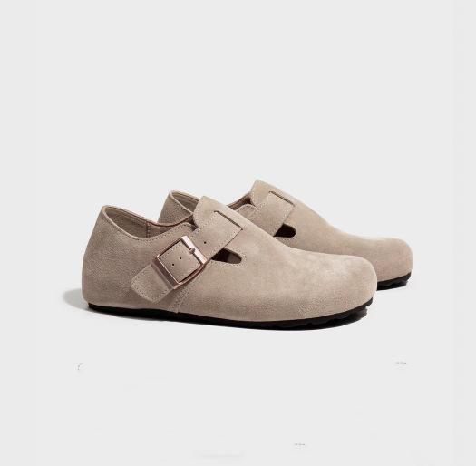 

Sanxi такой же все включено мягкая кожа ленивая французская ретро сумка голова мягкая подошва половина тапочки один педаль туфли с большой головой обувь Boken женская 40 песочный