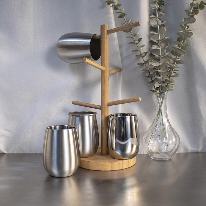Acciaio inossidabile 304 tazza per guscio d'uovo bicchiere da vino rosso a forma di U a pancia larga tazza per uovo a strato singolo bicchiere d'acqua tazza da caffè