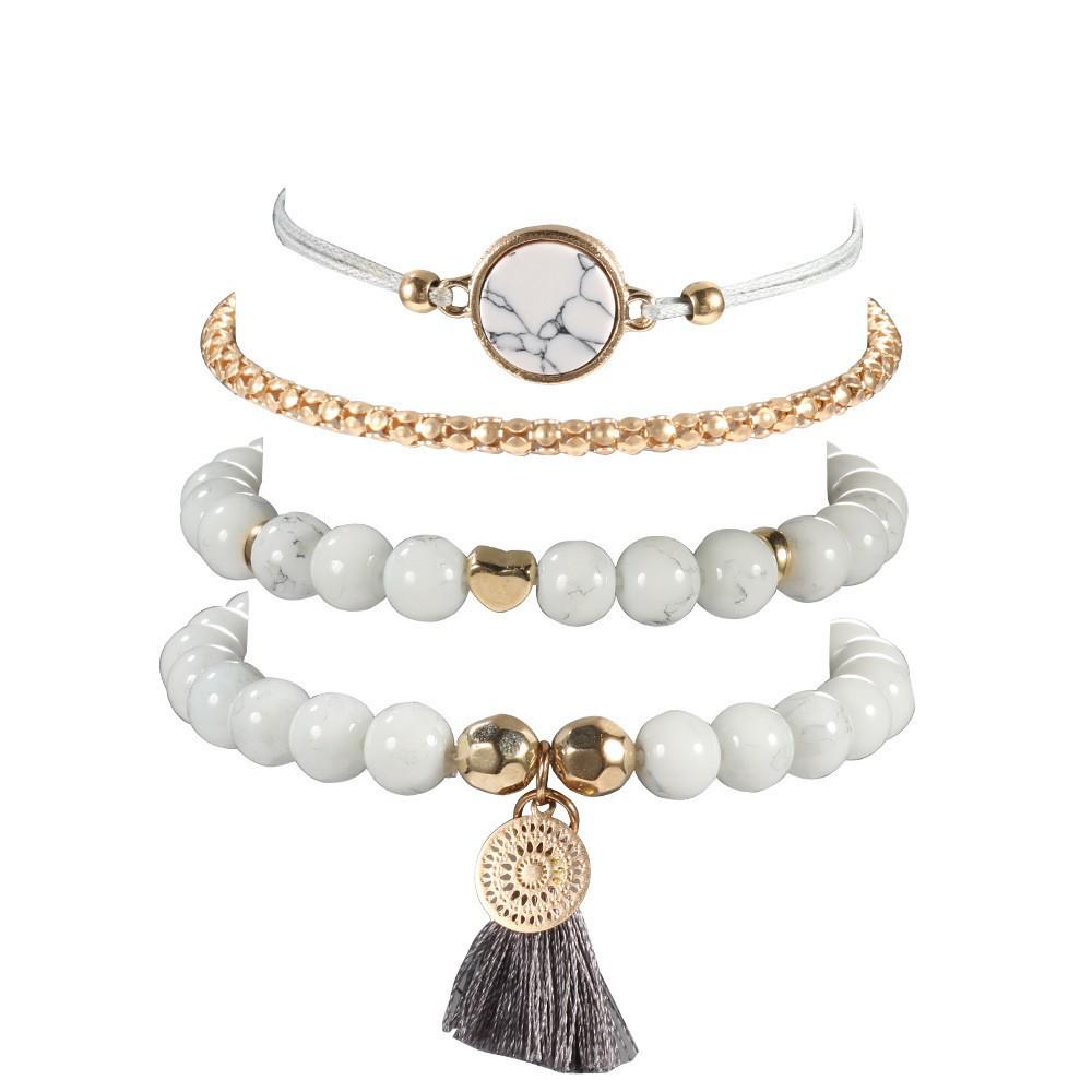 Turquoise Turtle & Seashell Geometric Heart Bracelet Set