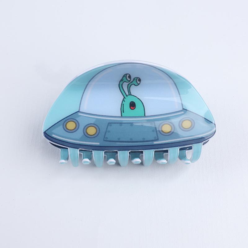 

Cartoon Colorful Spaceship Alien Print Hair Claw For Women Girls Creative Kawaii Shark Clip Cute Funny Hair Accessories Gifts