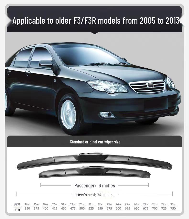 Windshield Wipers Compatible with BYD F3 (2007-2013 Models)