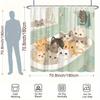 Playful Cartoon Cat Shower Curtain - 12 Hooks, Nine Cats In Bathtub Design, Mint Green, Pastel Palette, 70.8x70.8 Inches