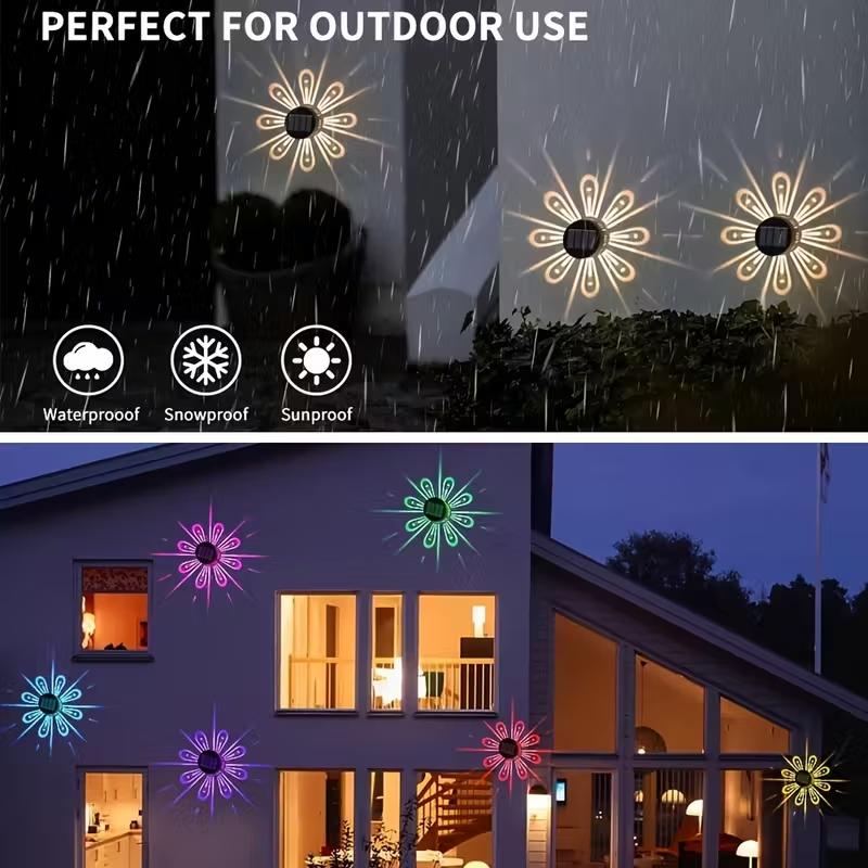 2PCS Solar Peacock Projection Lights Outdoor LED Wall Lamp Warm White/RGB Waterproof Solar Garden Lamp for Lawn Patio Xmas Decor