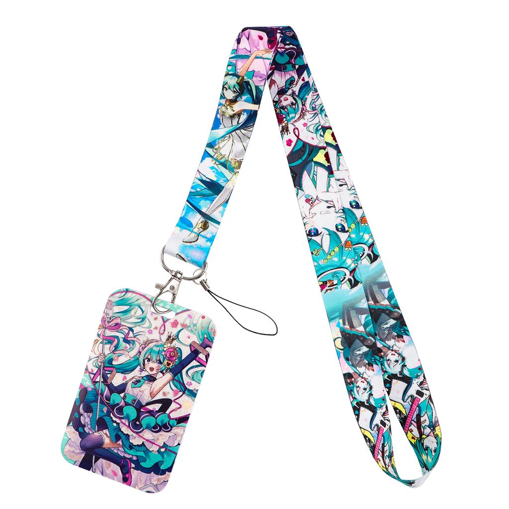 Anime Girl Lanyard Manga Card Holder Neck Strap for Key ID Card Phone Straps Badge Holder Keyrings Cosplay Accessories Gifts