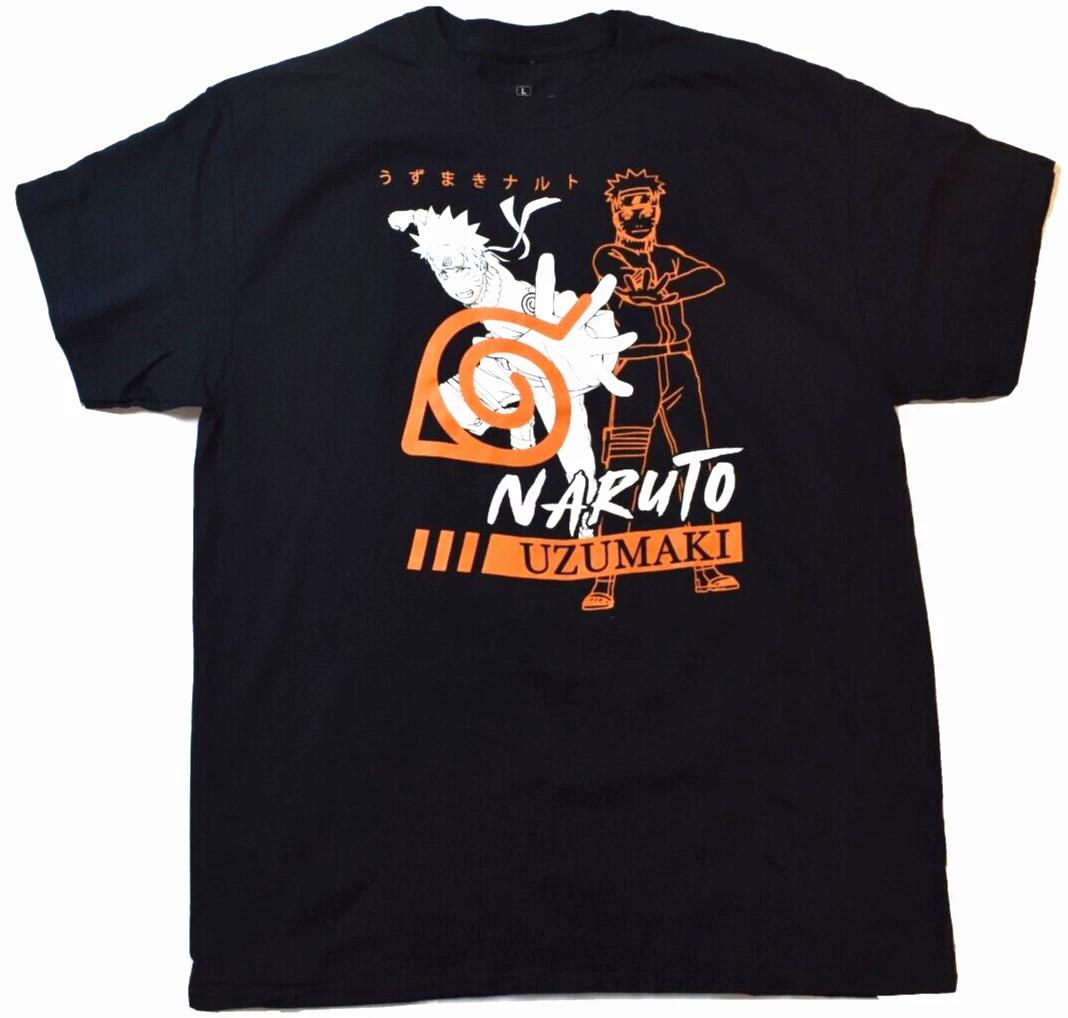 Naruto Shippuden Mens Naruto Uzumaki Anime Black Shirt New Large S