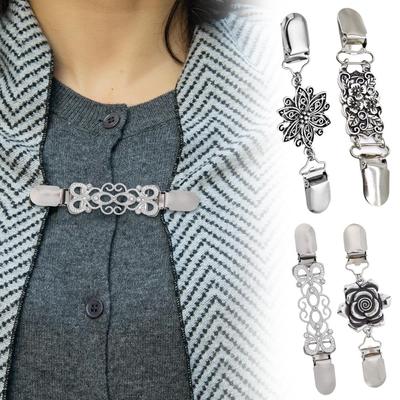 Anti-exposure Brooch Cinch Clip Vintage Carved Sweater Buttons Dress Clips Back Cinch Cardigan Clip For Women Shirt Clips HOT
