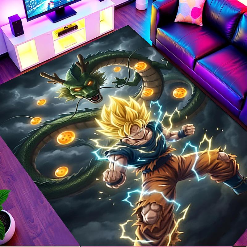 DRAGON BALL Print Rug, Washable Floor Carpet, For Entryway Dorm Laundry Room Office Study, Home Decor Birthday Christmas Gift
