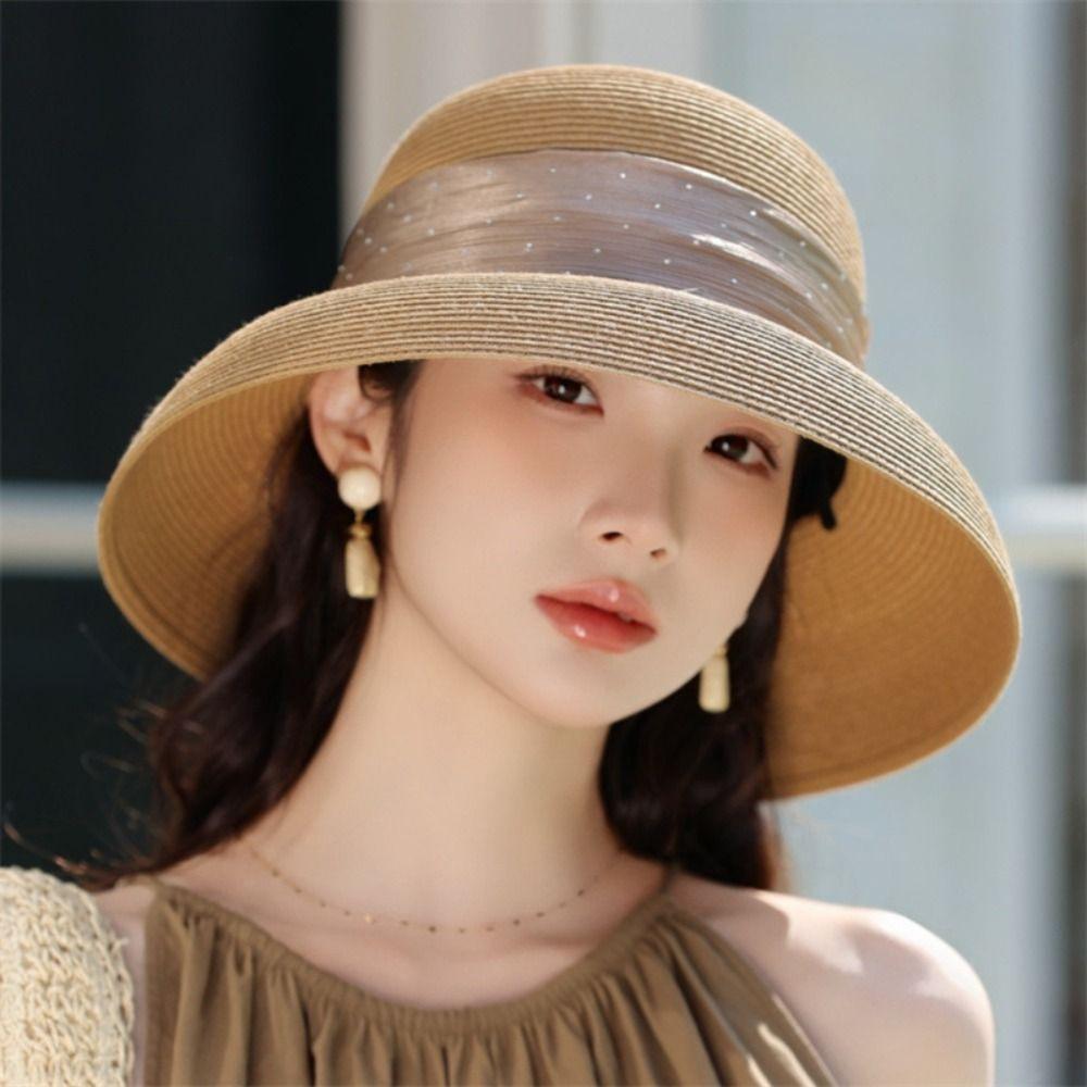 Dome Weave Hat Boho Women's Sun Hats Sweet UV Protection Cap Holiday