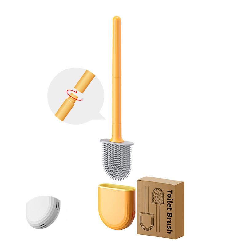

Дышащая туалетная щетка, гибкая силиконовая туалетная щетка с быстросохнущим держателем, настенные инструменты для чистки ванной комнаты оранжевый