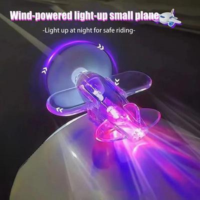 1Pc Wind Powered Led Airplane Ornament For Motorcycles Handlebar Car Rearview Mirror At Night Rotating Led Lights Decoration