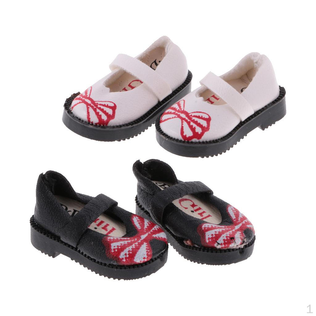 

2 Pair PU Leather Flat Shoes for 12 Doll Clothes Accessories